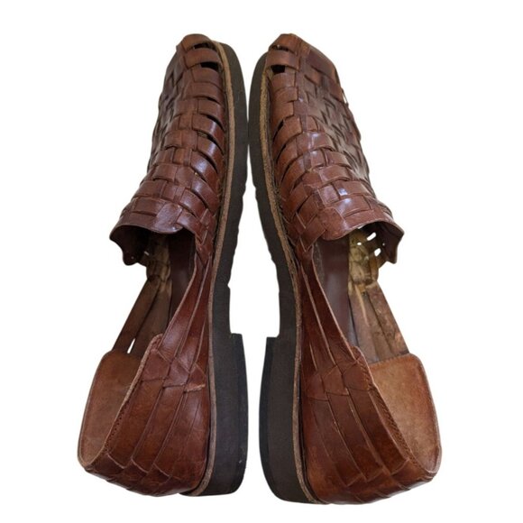 Sunsteps Hand Woven Leather Sandals Brown Huarache Mens Size 9.5 - Picture 3 of 6
